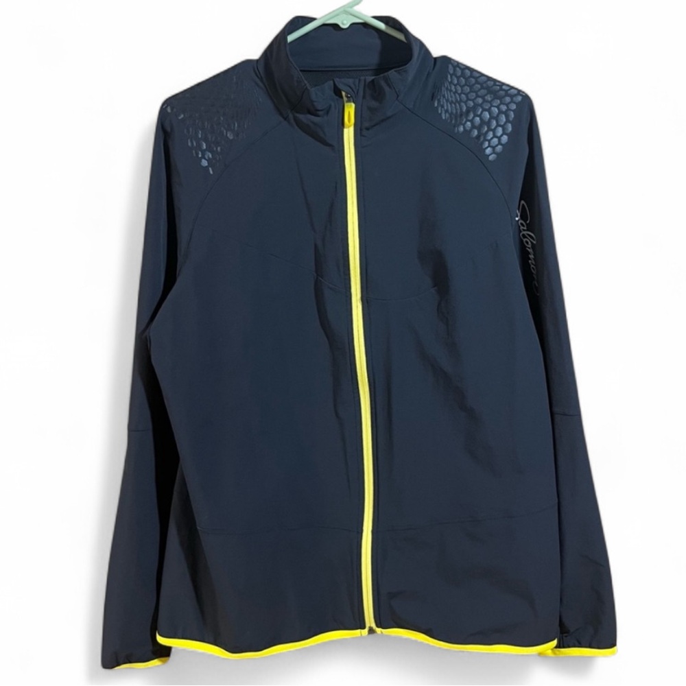 Salomon Women’s Softshell Running Jacket XL Black Neon Yellow Full Zip Athletic